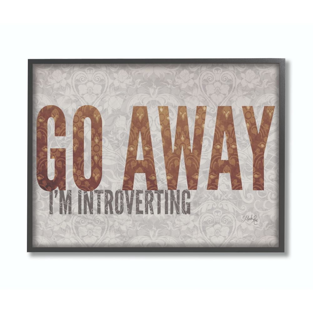 The Stupell Home Decor Collection Go Away I'm Introverting Pattern Typography Framed Giclee Texturized Art