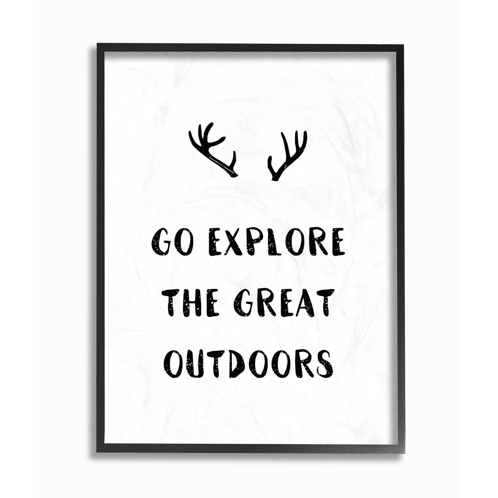 The Stupell Home Decor Collection Go Explore The Great Outdoors Antlers Illustration Oversized Framed Giclee Texturized Art, 16 x 1.5 x 20