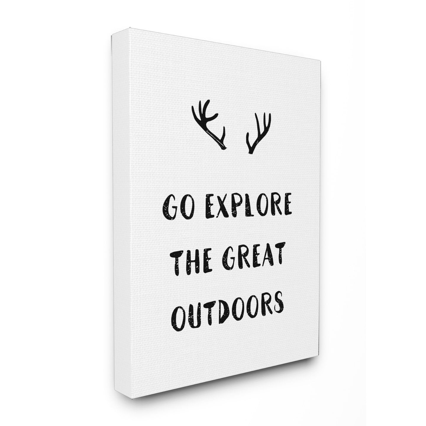The Stupell Home Decor Collection Go Explore The Great Outdoors Antlers Illustration Wall Art
