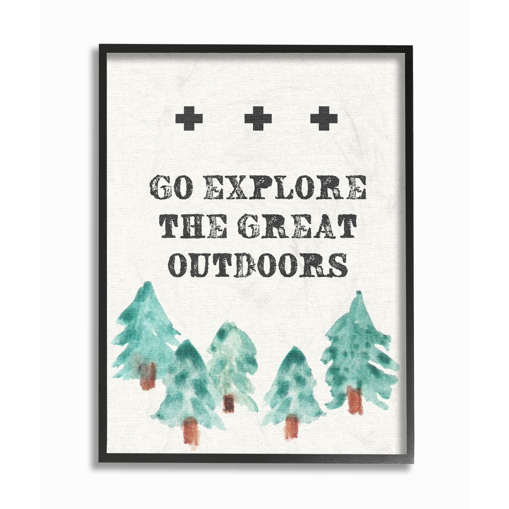 The Stupell Home Decor Collection Go Explore The Great Outdoors Tree Line Drawing Framed Giclee Texturized Art, 11 x 1.5 x 14