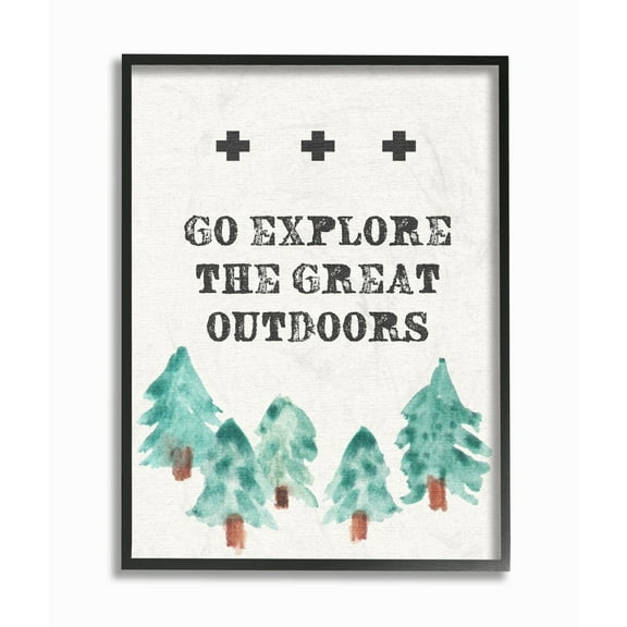 The Stupell Home Decor Collection Go Explore The Great Outdoors Tree Line Drawing Oversized Framed Giclee Texturized Art, 16 x 1.5 x 20