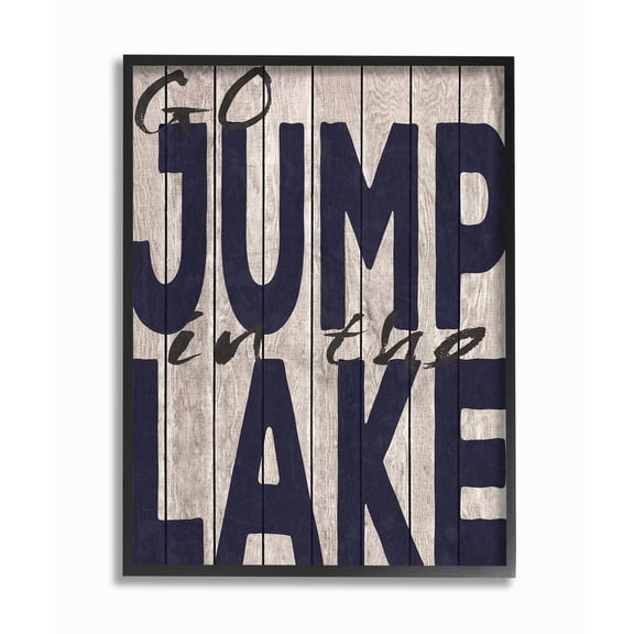 The Stupell Home Decor Collection Go Jump In The Lake Country Typography Navy Framed Giclee Texturized Art, 11 x 1.5 x 14
