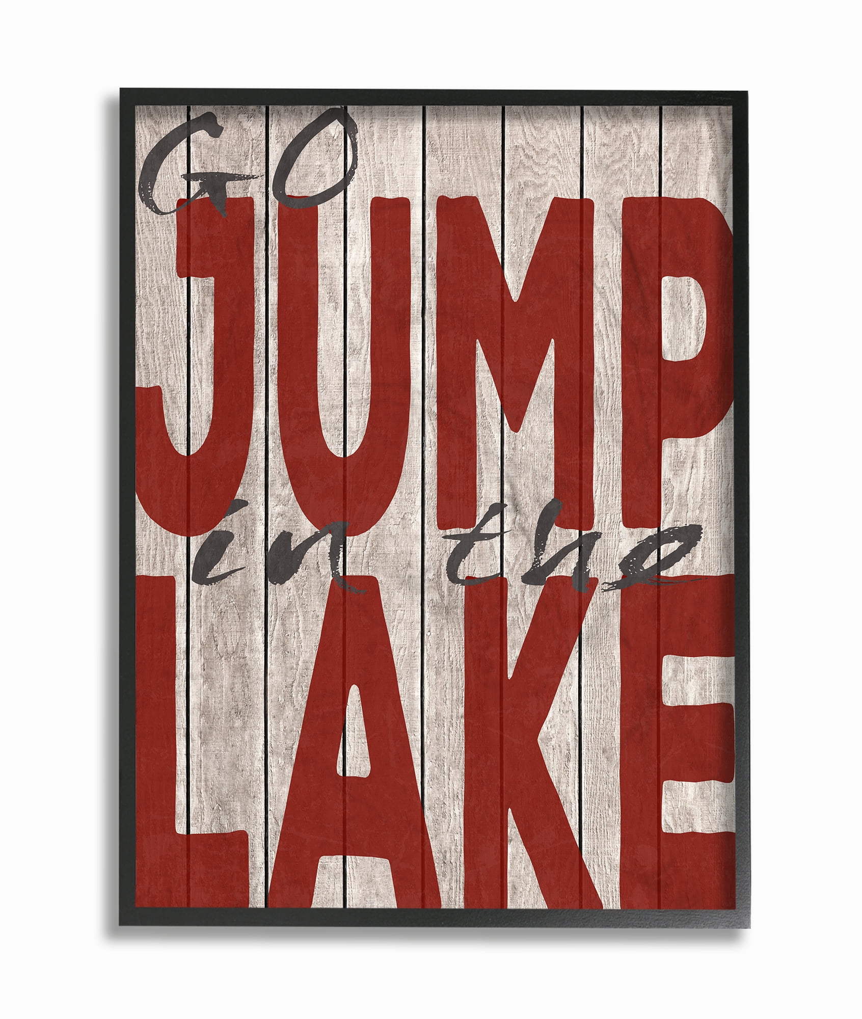 The Stupell Home Decor Collection Go Jump In The Lake Country Typography Red Framed Giclee Texturized Art, 11 x 1.5 x 14