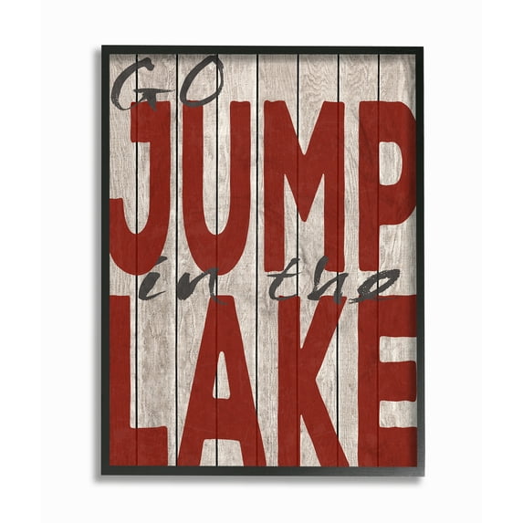 The Stupell Home Decor Collection Go Jump In The Lake Country Typography Red Oversized Framed Giclee Texturized Art, 16 x 1.5 x 20
