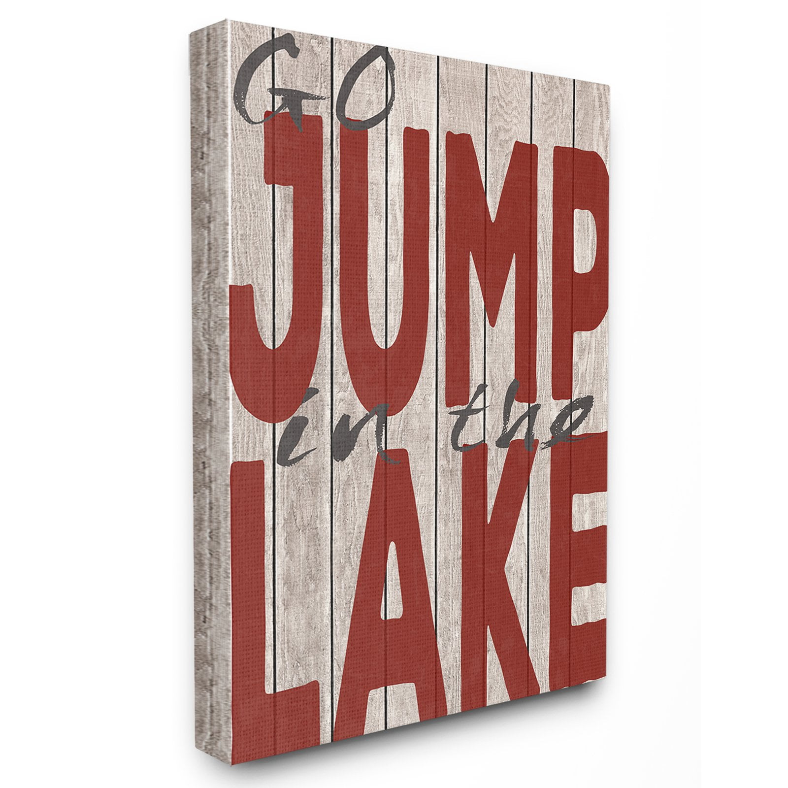 The Stupell Home Decor Collection Go Jump In The Lake Country Typography Wall Art - Red
