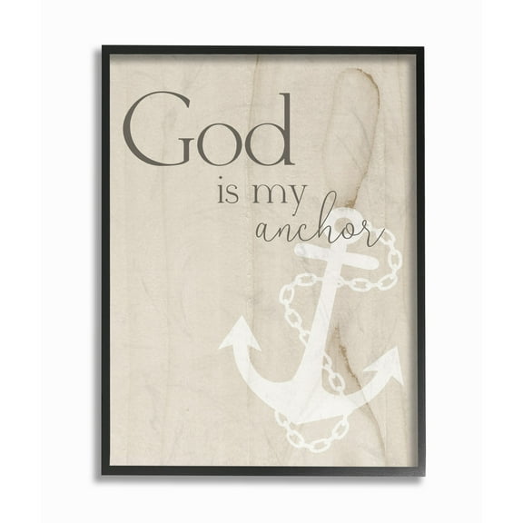 The Stupell Home Decor Collection God Is My Anchor Wood Texture Oversized Framed Giclee Texturized Art, 16 x 1.5 x 20