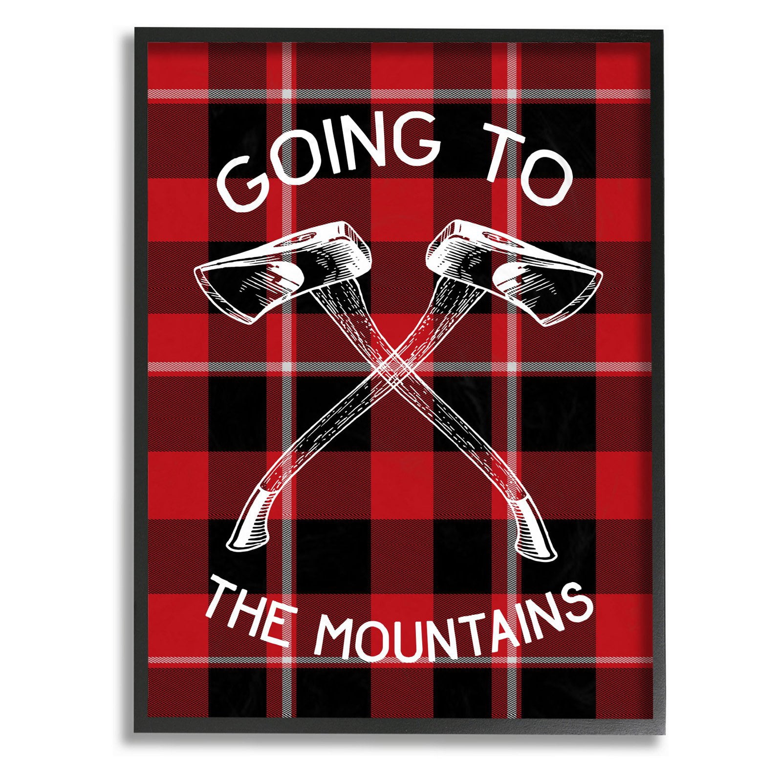 The Stupell Home Decor Collection Going To the Mountains Axes and Plaid Framed Wall Art