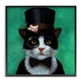 thumbnail image 1 of The Stupell Home Decor Collection Good Sir Top Hat Cat with a Mouse and A Monocle Turquoise Painting Framed Giclee Texturized Art, 12 x 12, 1 of 5