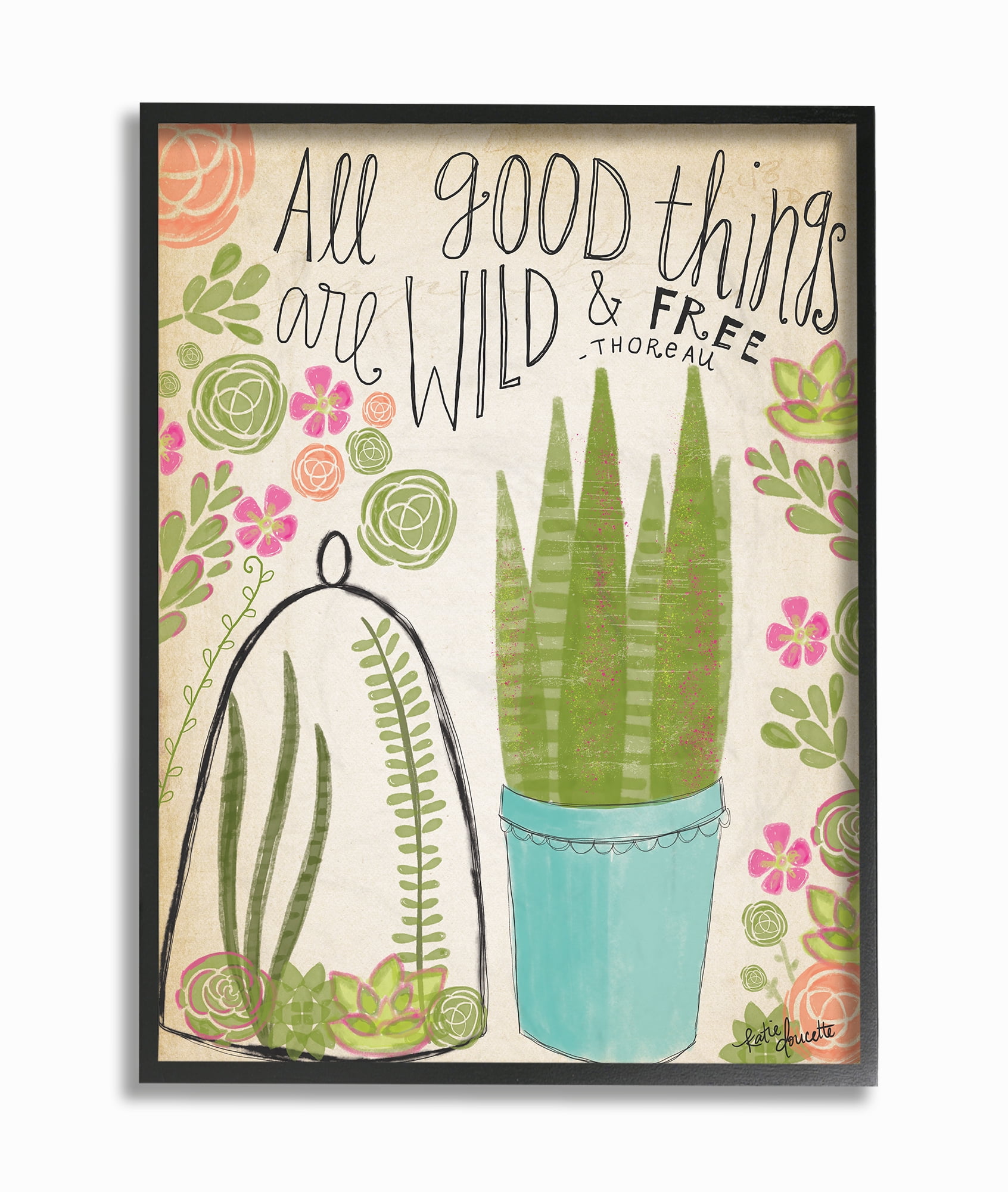 The Stupell Home Decor Collection Good Things Are Wild and Free Houseplants Oversized Framed Giclee Texturized Art, 16 x 1.5 x 20