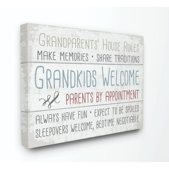 The Stupell Home Decor Collection Grandparents House Rules Type on Planks Canvas Wall Art