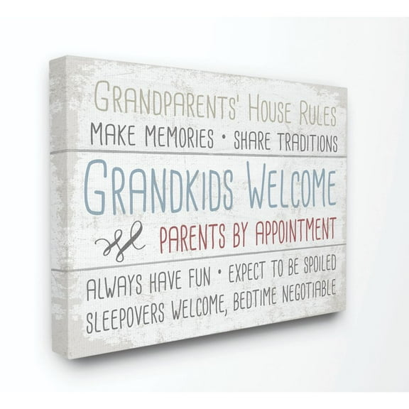 The Stupell Home Decor Collection Grandparents House Rules Type on Planks Wood Wall Art
