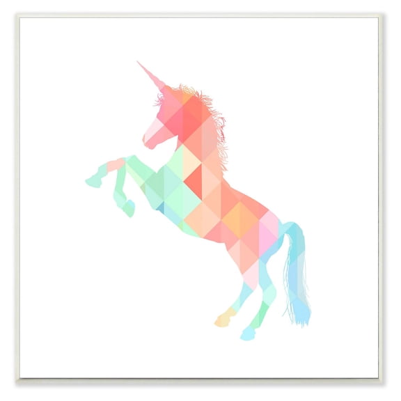 The Stupell Home Decor Collection Graphic Rainbow Unicorn Wall Plaque Art