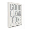 thumbnail image 1 of The Stupell Home Decor Collection Grey and White Distressed Good Clean Fun Typography with Toothbrushes Super Canvas Wall Art, 1 of 4