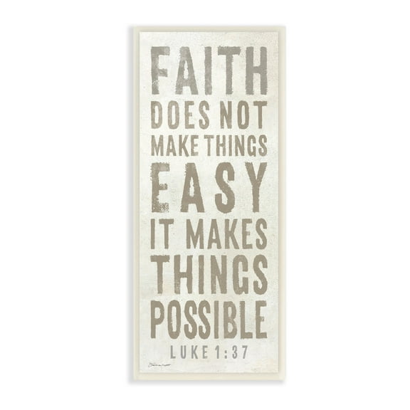 The Stupell Home Decor Collection Grey and White Faith Makes Things Possible Wall Plaque Art, 7 x 0.5 x 17