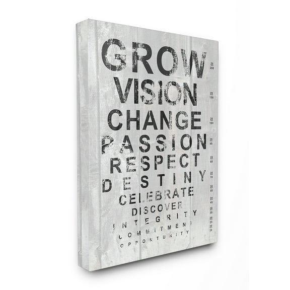 The Stupell Home Decor Collection Grow Eye Chart Inspirational Typography XXL Stretched Canvas Wall Art, 30 x 1.5 x 40
