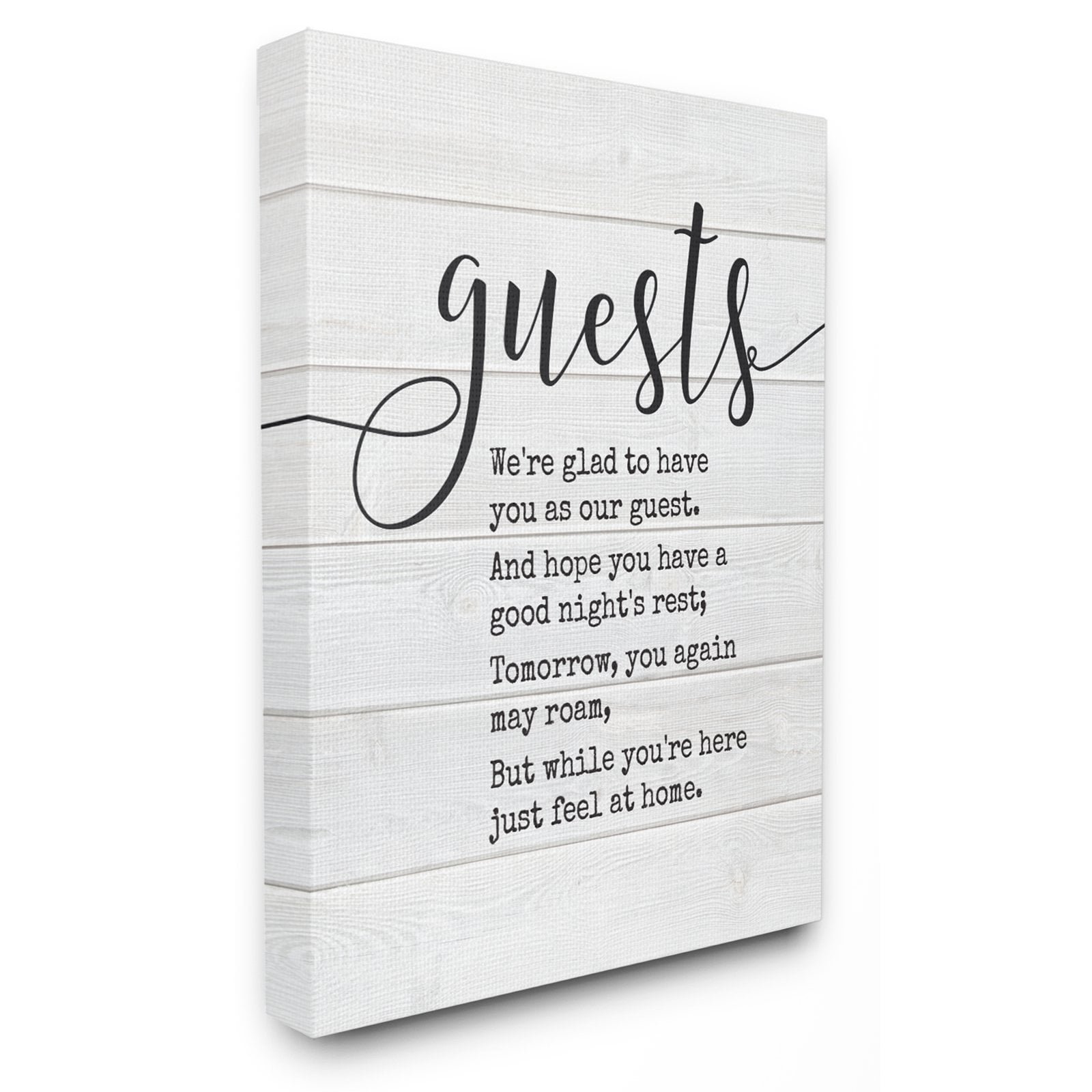 Guests Feel At Home White Canvas Motivational Quote Wall Art