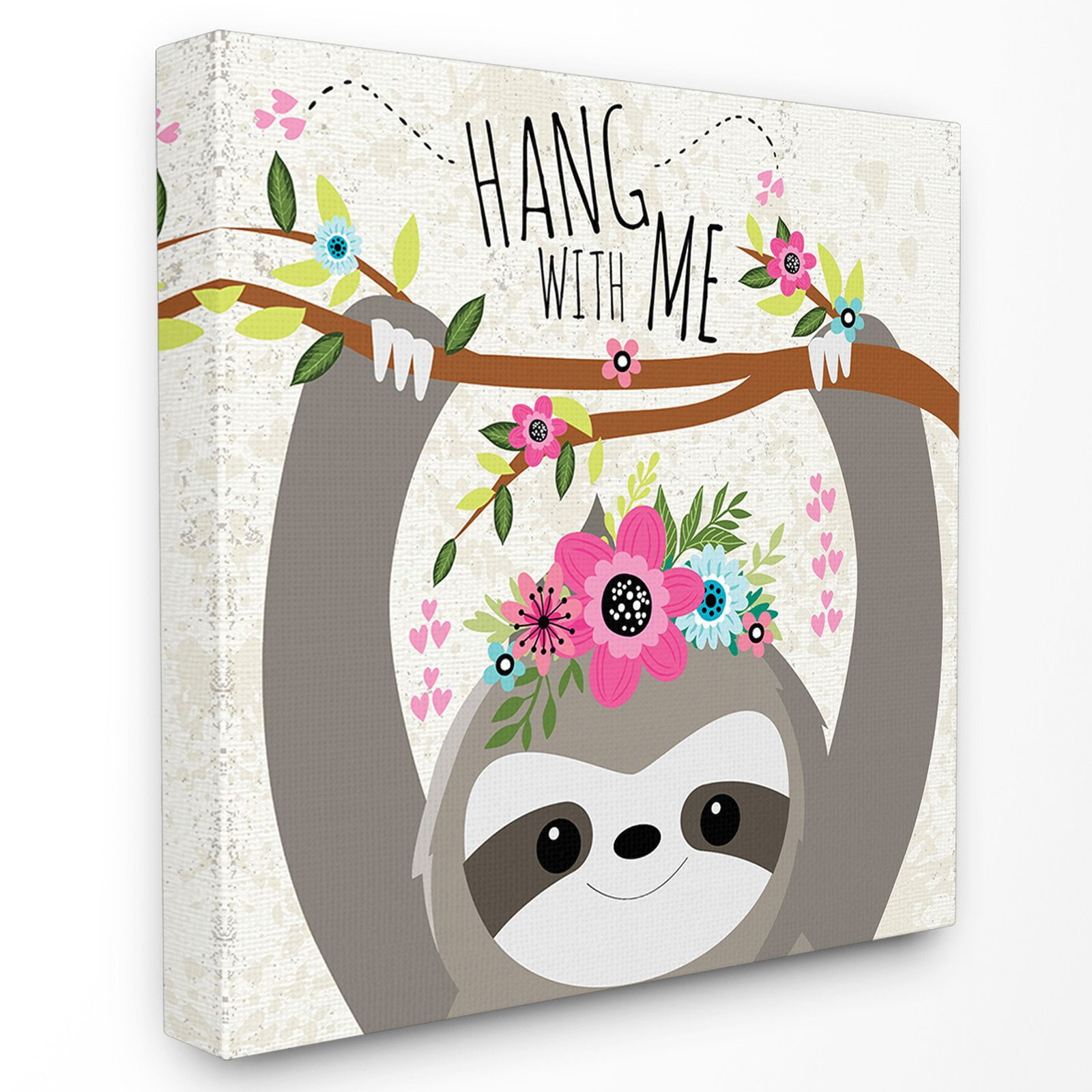 The Stupell Home Decor Collection Hang With Me Sloth and Flowers Wall Art