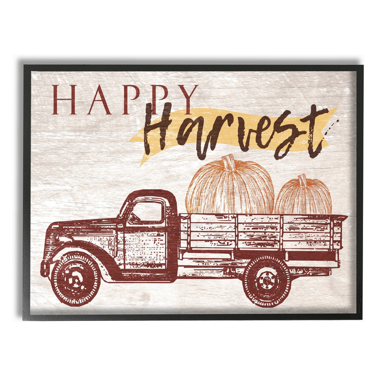 The Stupell Home Decor Collection Happy Harvest Giant Pumpkin Truck Oversized Framed Giclee Texturized Art, 16 x 1.5 x 20