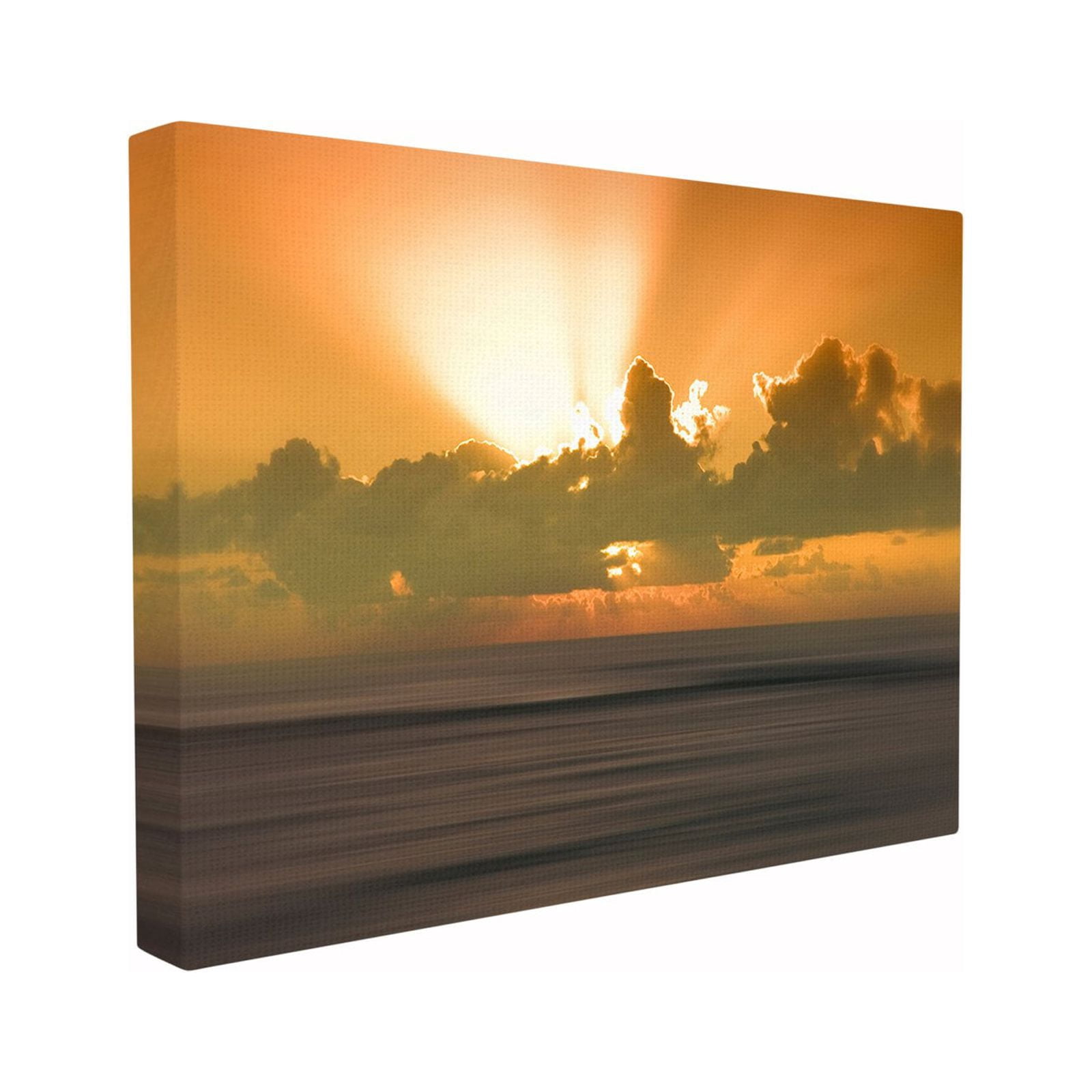 The Stupell Home Decor Collection Hawaii Kauai Bright Orange Sunset Radiance Ocean Photography Oversized Stretched Canvas Wall Art, 24 x 1.5 x 30