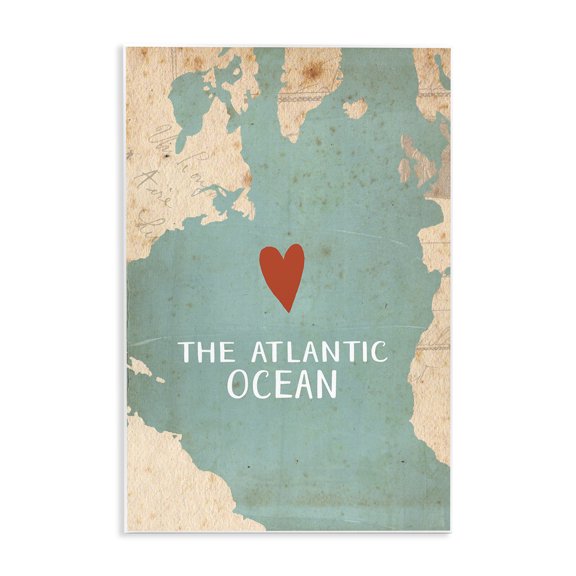 Stupell Industries Eclectic Heart the Atlantic Map Wall Plaque Art, 10 x 15, by Katie Doucette