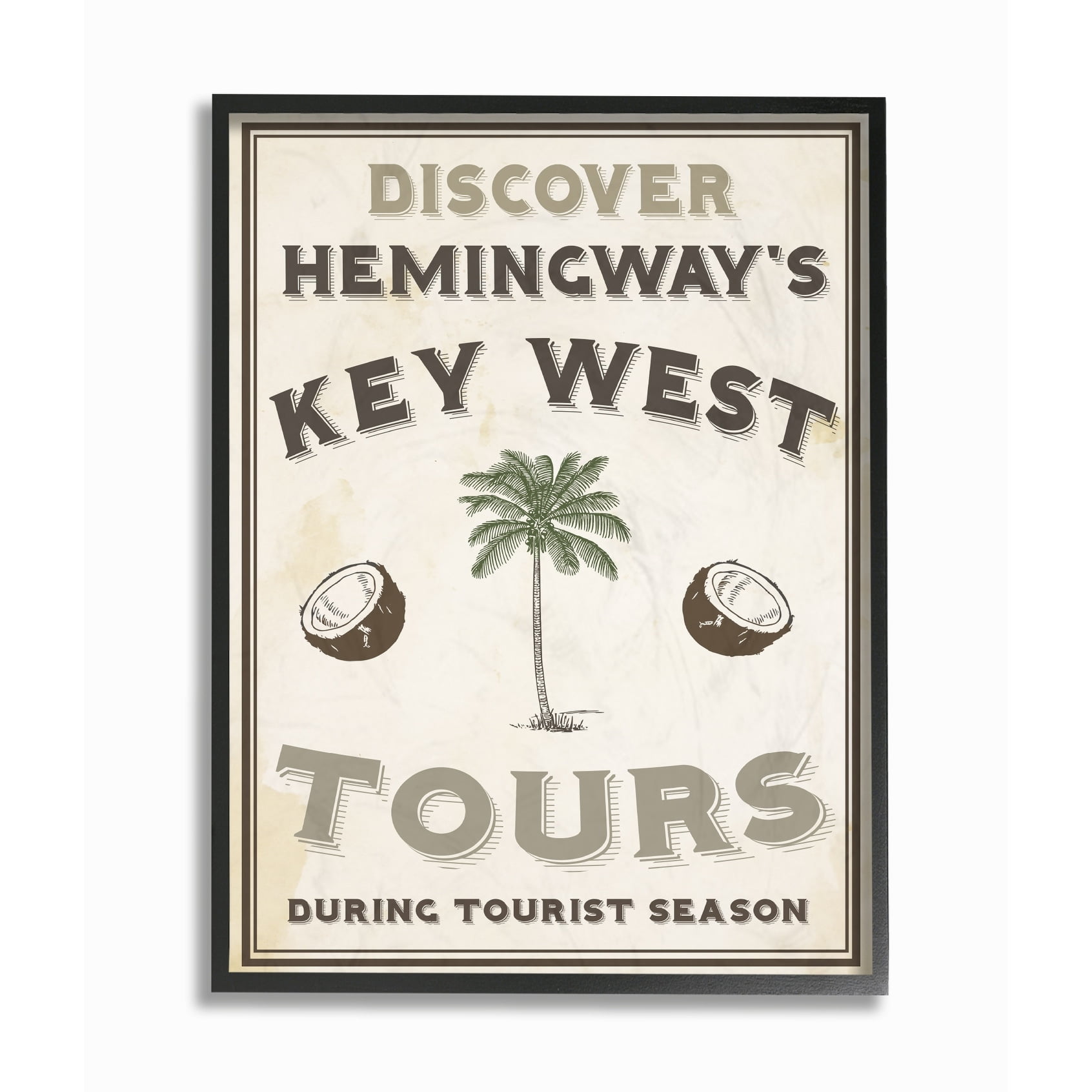 Stupell Hemingway's Key West Tours Framed Giclee Texture Art 11 x 14