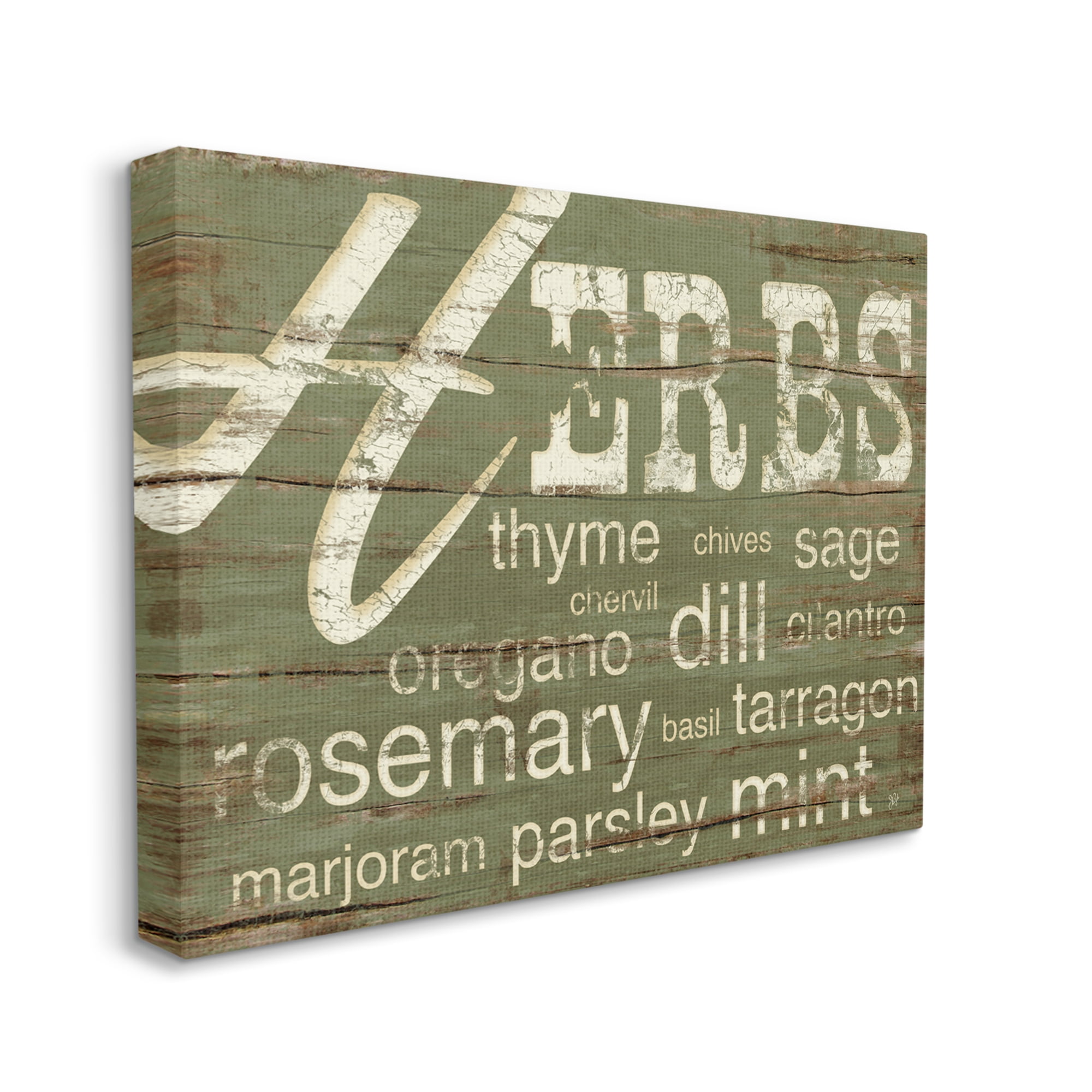 The Stupell Home Decor Collection Herbs and Words Kitchen Stretched Canvas Wall Art