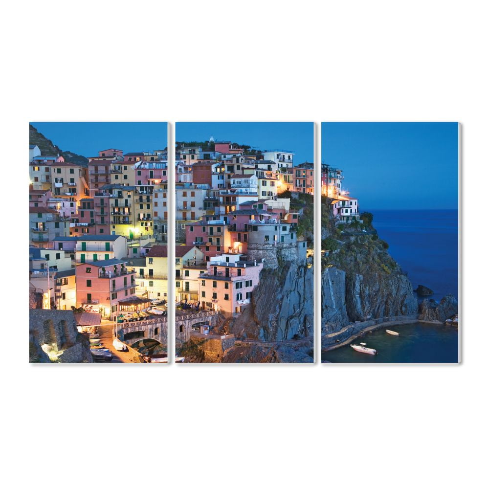 The Stupell Home Decor Collection Hillside Italian Town at Dusk Wood Wall Art