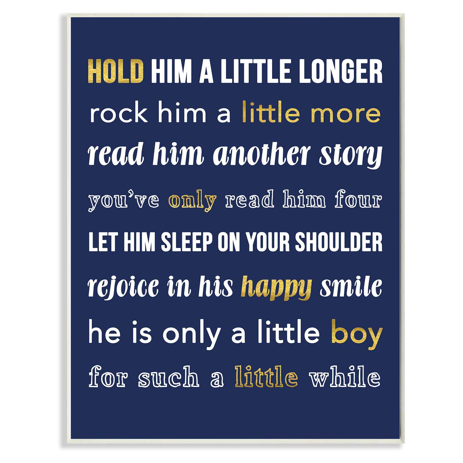 stupell decor hold him a little longer navy wall plaque art