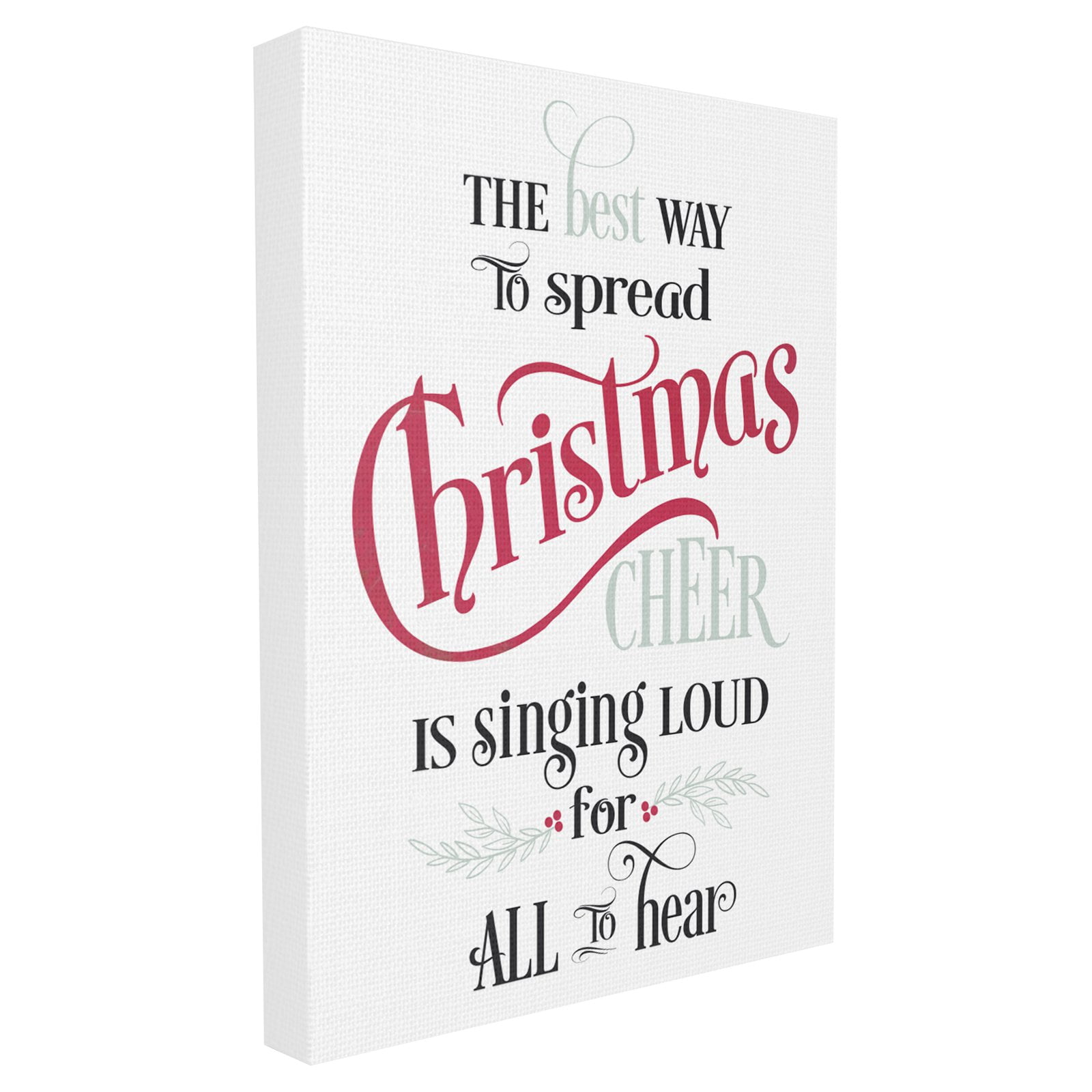 The Stupell Home Decor Collection Holiday Christmas Cheer Singing Black White Red and Blue Typography XXL Stretched Canvas Wall Art, 30 x 1.5 x 40