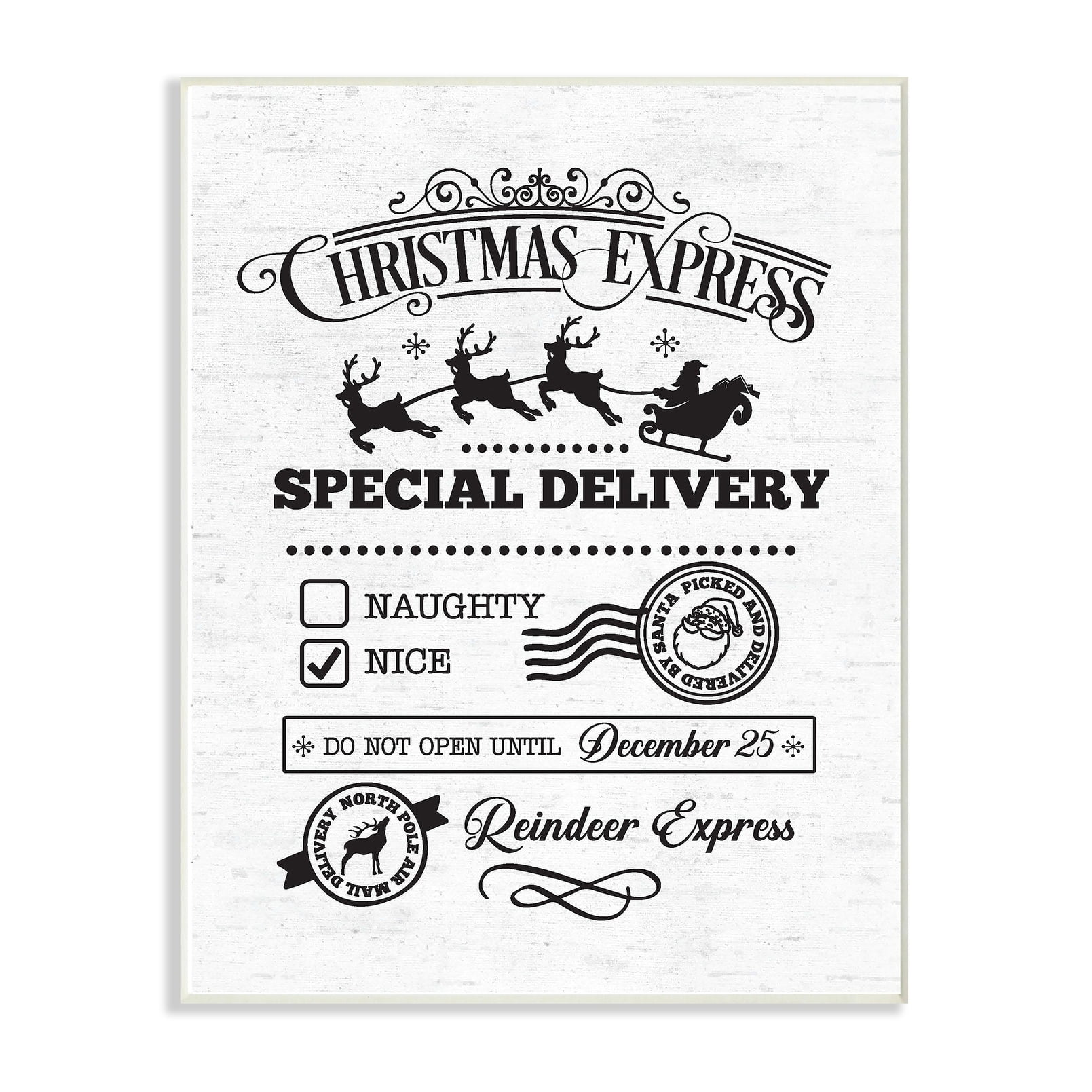 The Stupell Home Decor Collection Holiday Christmas Express Package Special Delivery Typography Oversized Wall Plaque Art, 12.5 x 0.5 x 18.5