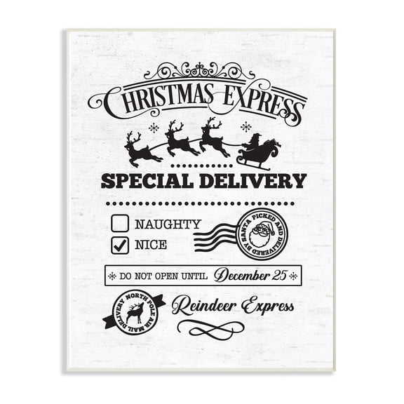 The Stupell Home Decor Collection Holiday Christmas Express Package Special Delivery Typography Wall Plaque Art, 10 x 0.5 x 15