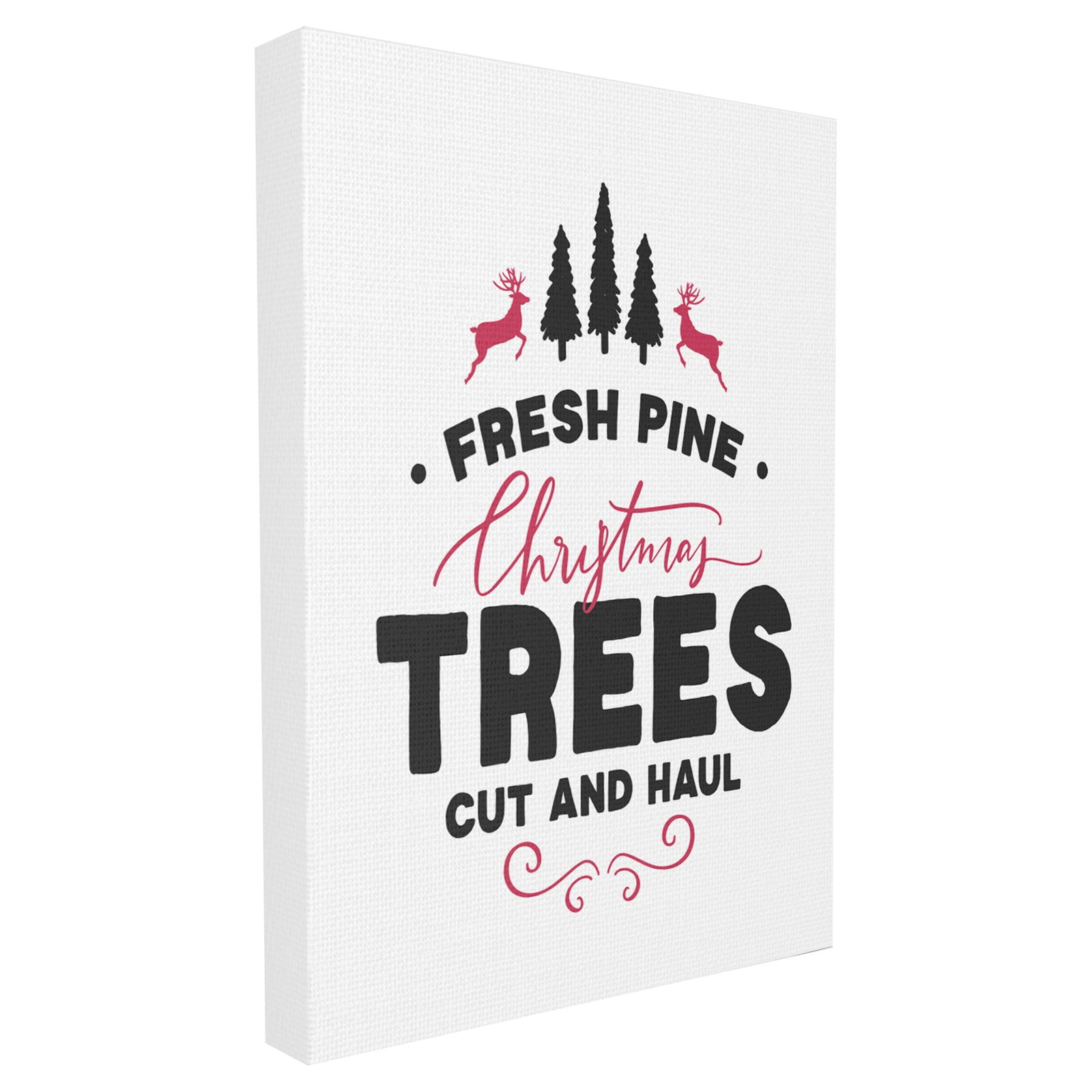 The Stupell Home Decor Collection Holiday Cut and Haul Pine Christmas Trees Black White and Red Typography Oversized Framed Giclee Texturized Art, 16 x 1.5 x 20