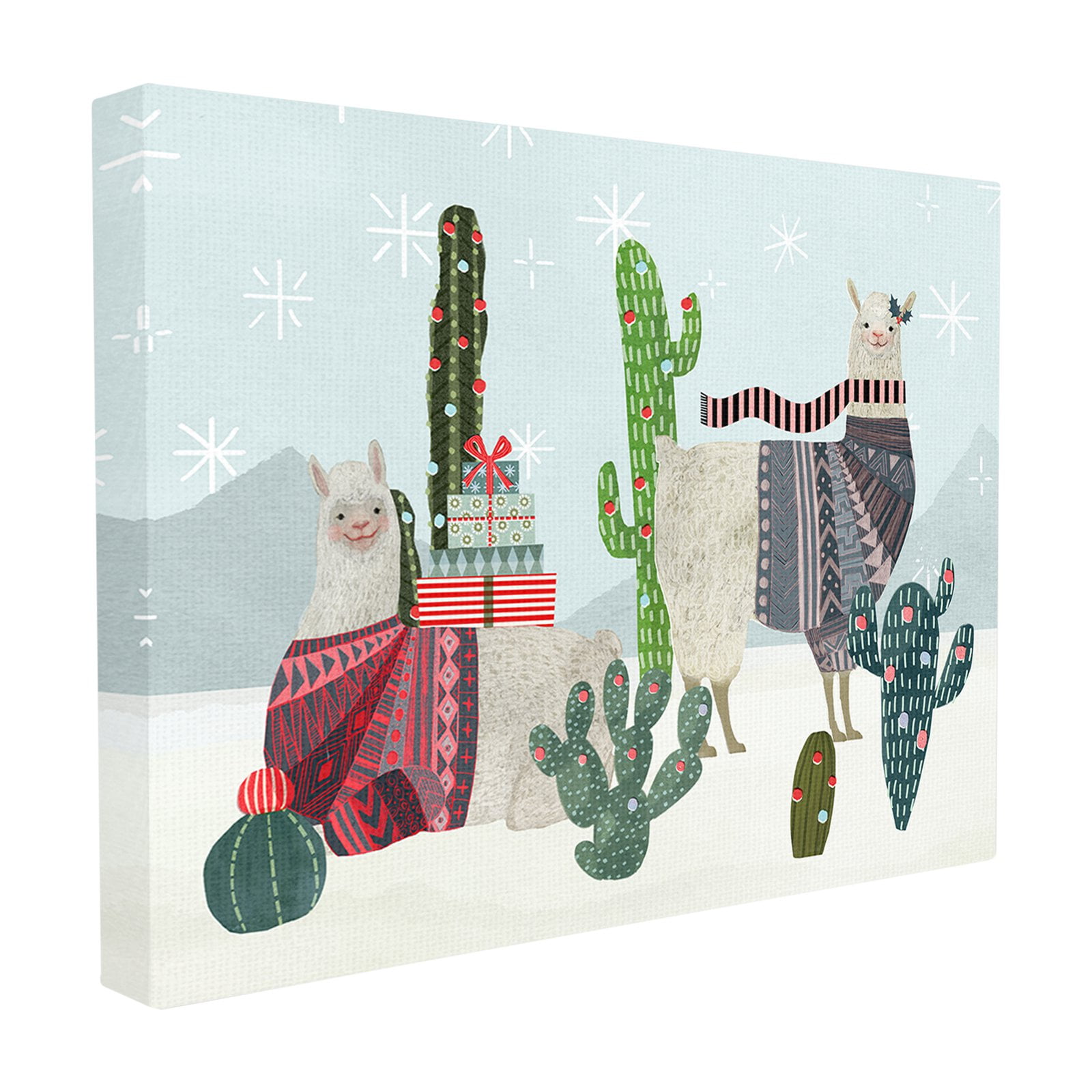 The Stupell Home Decor Collection Holiday In The Desert Llamas with Cacti and Sweaters Framed Giclee Texturized Art, 11 x 1.5 x 14