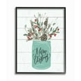 thumbnail image 1 of The Stupell Home Decor Collection Holiday Merry Christmas Mason Jar with Holly and Pinecones Framed Giclee Texturized Art, 11 x 1.5 x 14, 1 of 4
