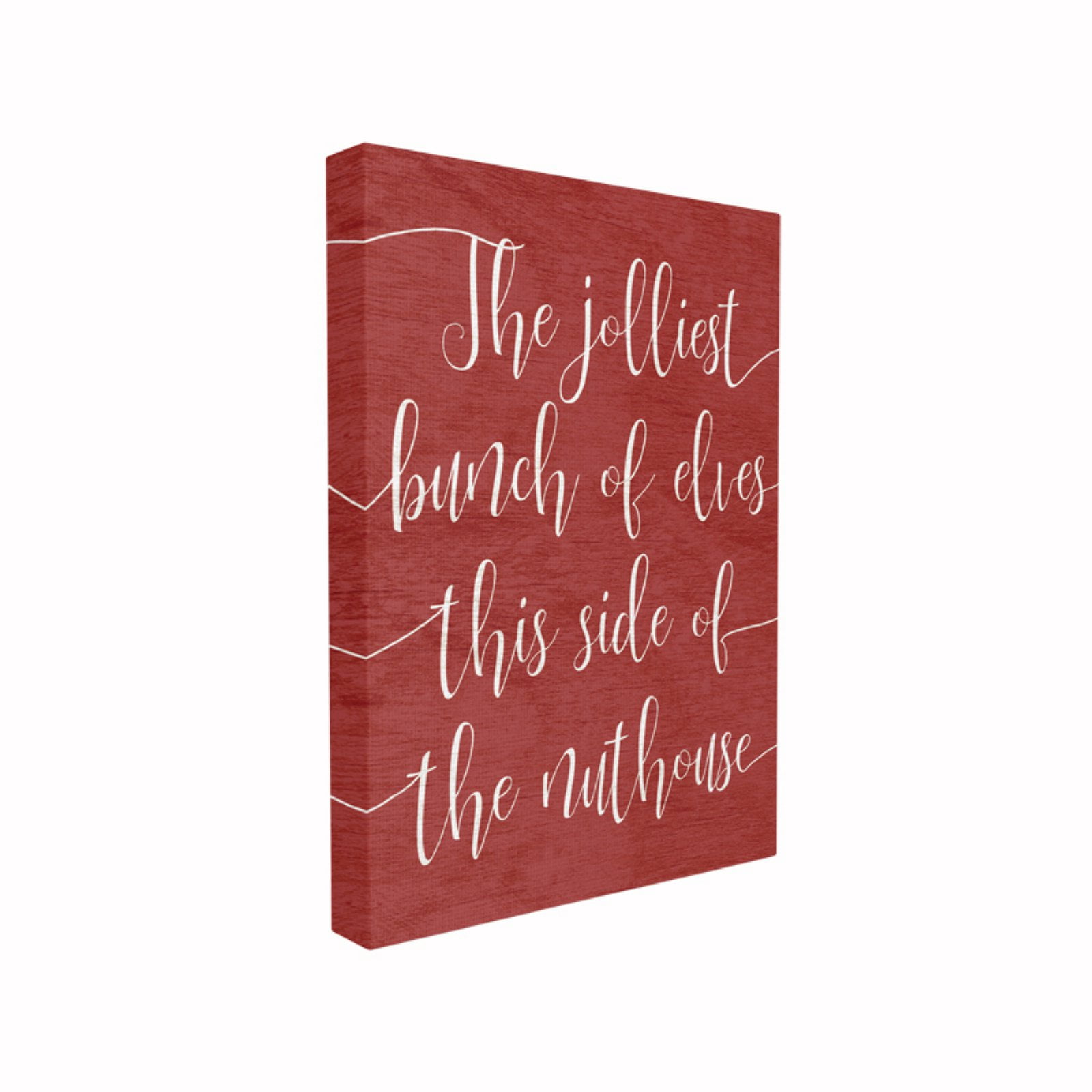 The Stupell Home Decor Collection Holiday Minimal Rustic The Jolliest Bunch Of Elves Red Typography XXL Stretched Canvas Wall Art, 30 x 1.5 x 40