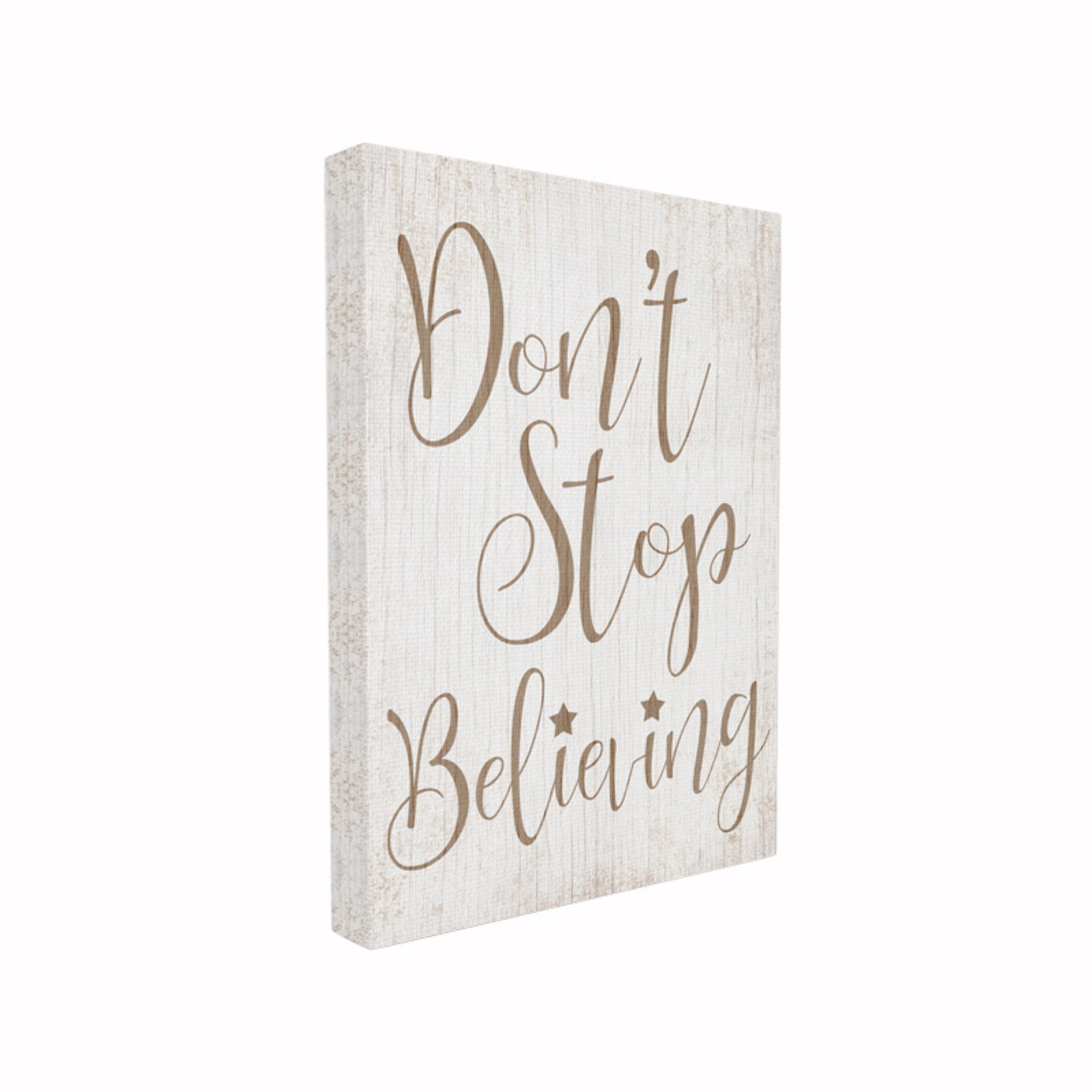 The Stupell Home Decor Collection Holiday Minimal Rustic White Wood Don't Stop Believing Typography XXL Stretched Canvas Wall Art, 30 x 1.5 x 40