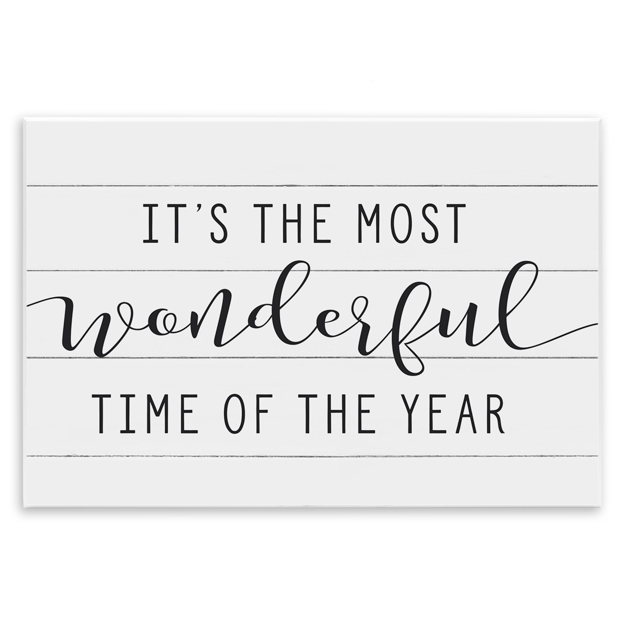The Stupell Home Decor Collection Holiday Most Wonderful Time Of The Year Black and White Typography Oversized Wall Plaque Art, 12.5 x 0.5 x 18.5