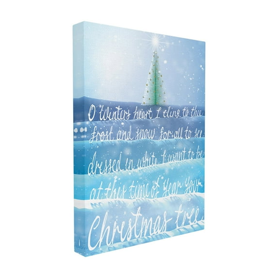 The Stupell Home Decor Collection Holiday O Winters Heart Ombre Blue and White Snow Christmas Tree Oversized Wall Plaque Art, 12.5 x 0.5 x 18.5