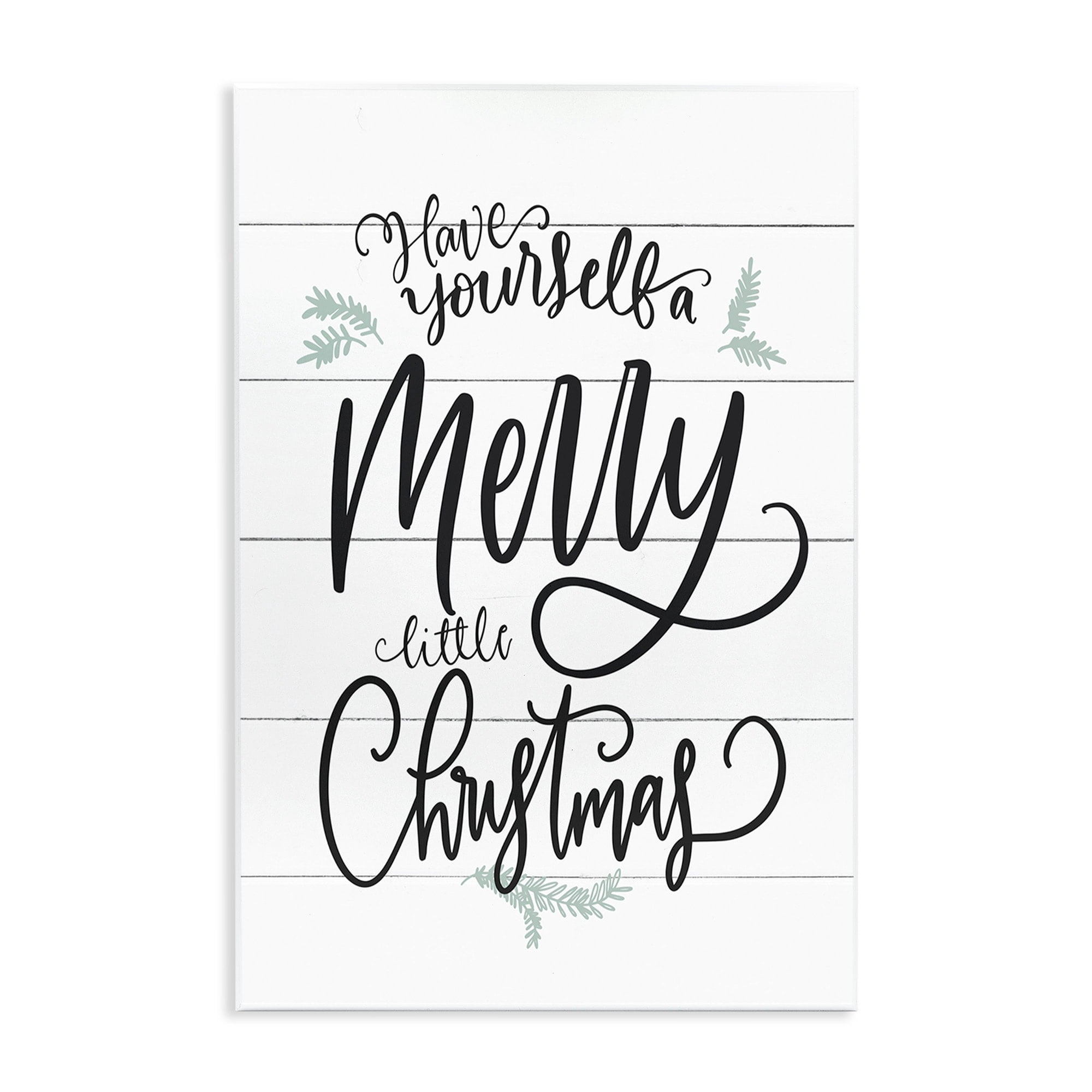 The Stupell Home Decor Collection Holiday Planked Look A Merry Little Christmas Black White and Blue Typography Wall Plaque Art, 10 x 0.5 x 15