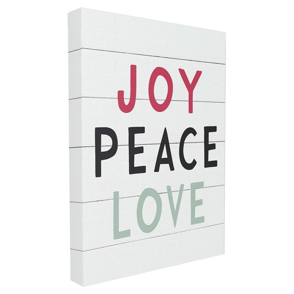 The Stupell Home Decor Collection Holiday Planked Look Black White Red and Blue Joy Peace Love Typography XXL Stretched Canvas Wall Art, 30 x 1.5 x 40