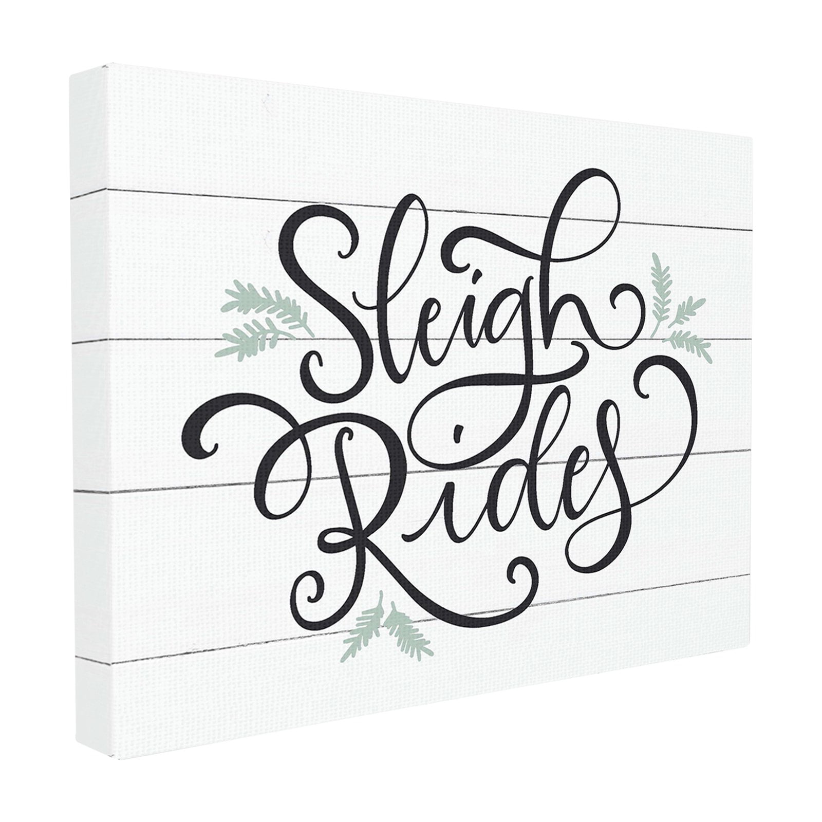 The Stupell Home Decor Collection Holiday Planked Look Sleigh Rides Black White and Blue Typography Framed Giclee Texturized Art, 11 x 1.5 x 14