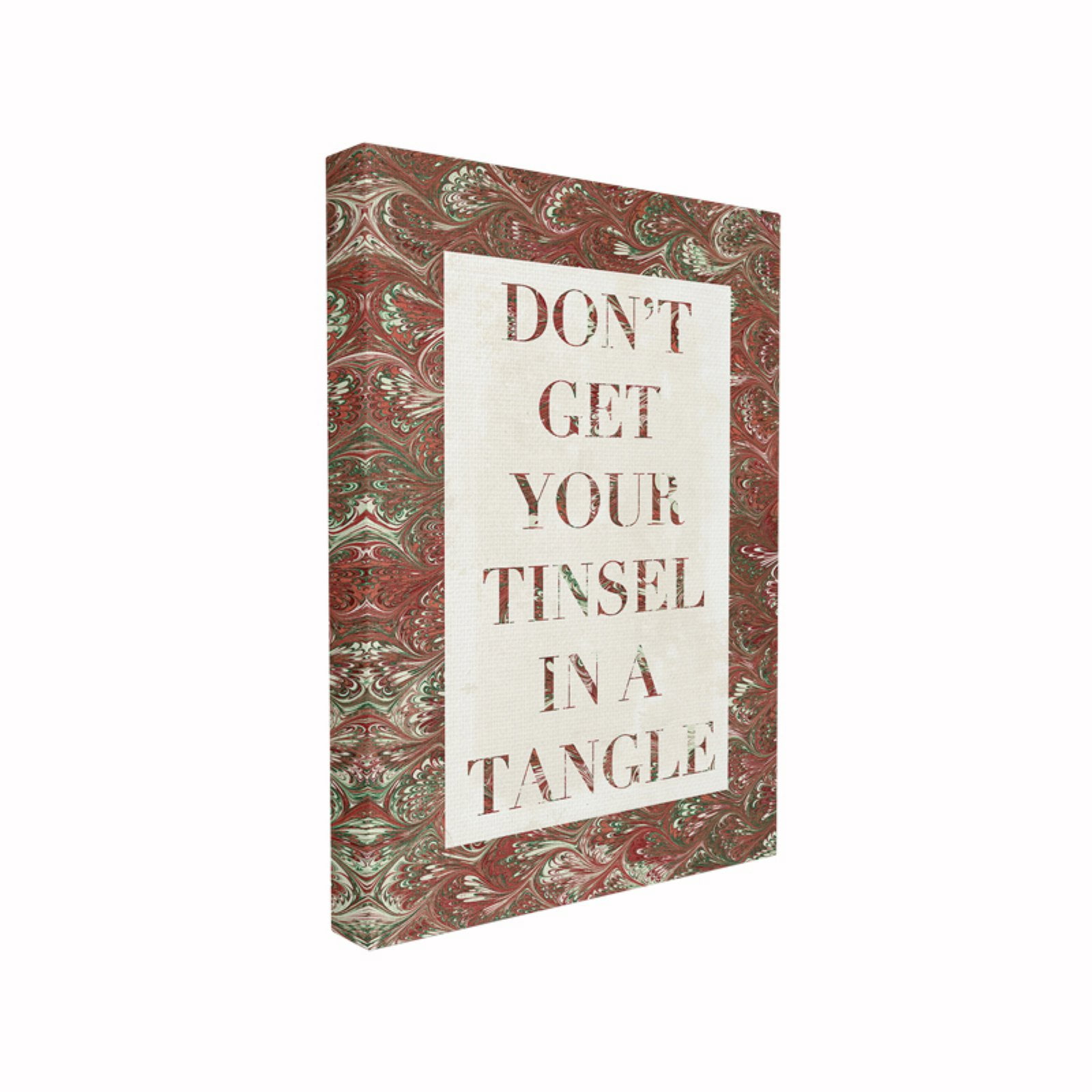 The Stupell Home Decor Collection Holiday Red and Green Marbled Paper Don?t Get Your Tinsel In A Tangle Oversized Wall Plaque Art, 12.5 x 0.5 x 18.5