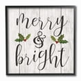 thumbnail image 1 of The Stupell Home Decor Collection Holiday Rustic Typography Merry And Bright with Holly Planked Look Framed Giclee Texturized Art, 12 x 1.5 x 12, 1 of 4