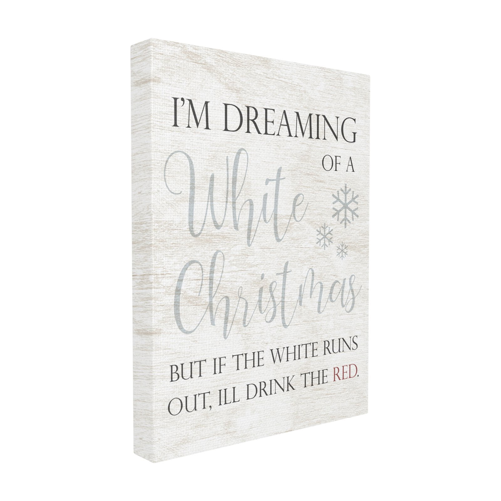 The Stupell Home Decor Collection Holiday White Christmas Drink Red Funny Script Typography Oversized Stretched Canvas Wall Art, 24 x 1.5 x 30