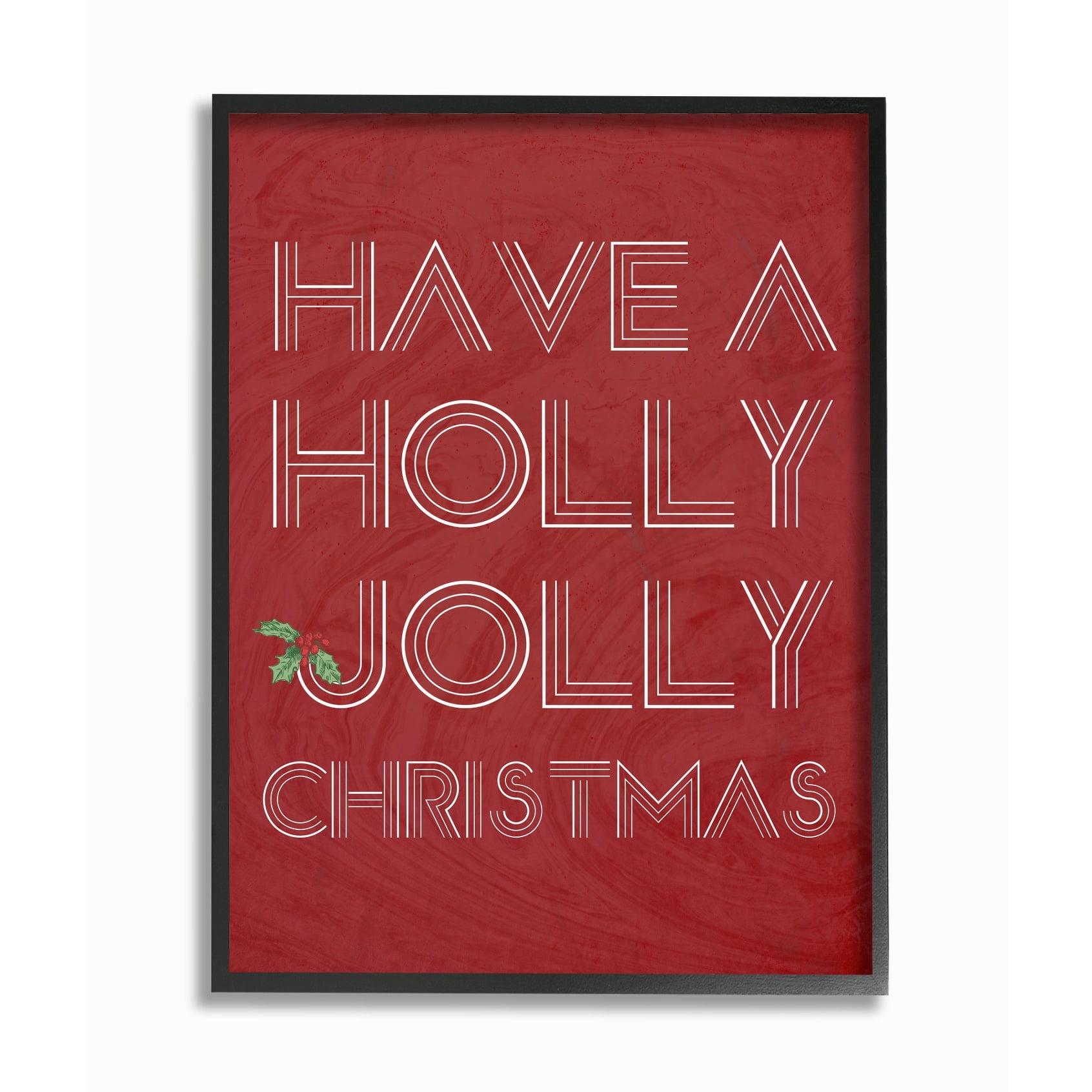 Stupell Holly Jolly Christmas Framed Giclee Texture Art 11 x 14