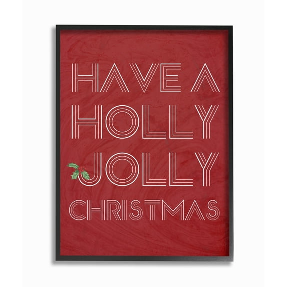 Stupell Holly Jolly Christmas Framed Giclee Texture Art 11 x 14
