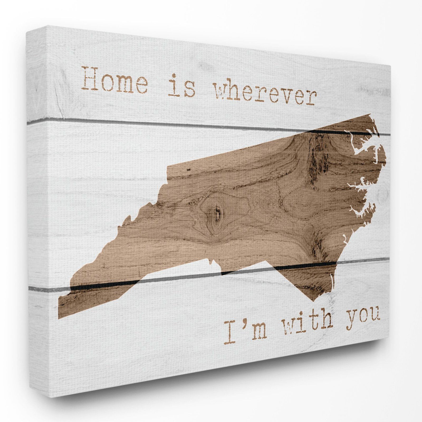 The Stupell Home Decor Collection Painted Wood Home is Wherever I'm With You North Carolina Stretched Canvas Wall Art, 16 x 1.5 x 20