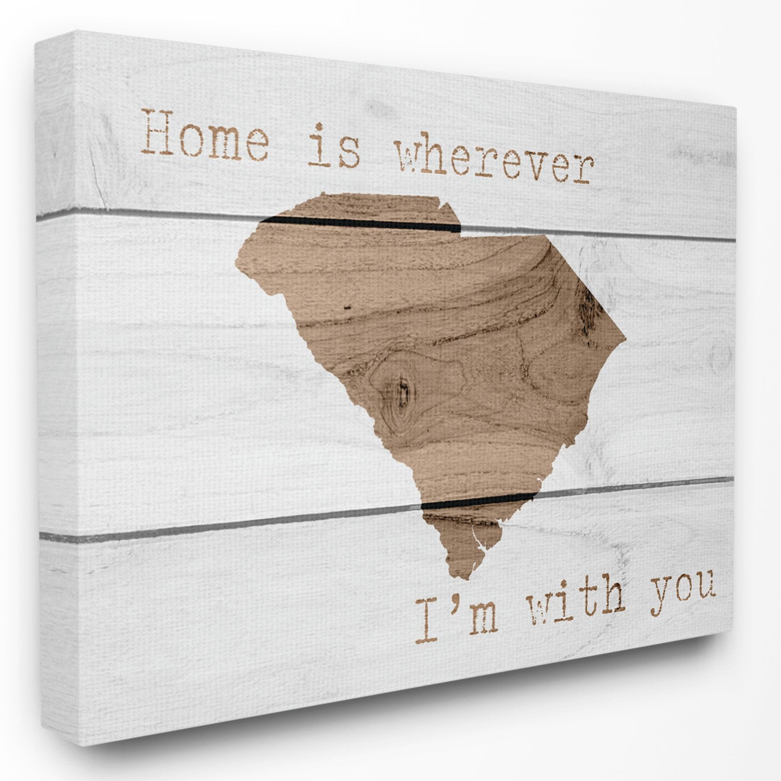 The Stupell Home Decor Collection Painted Wood Home is Wherever I'm With You South Carolina Oversized Stretched Canvas Wall Art, 24 x 1.5 x 30
