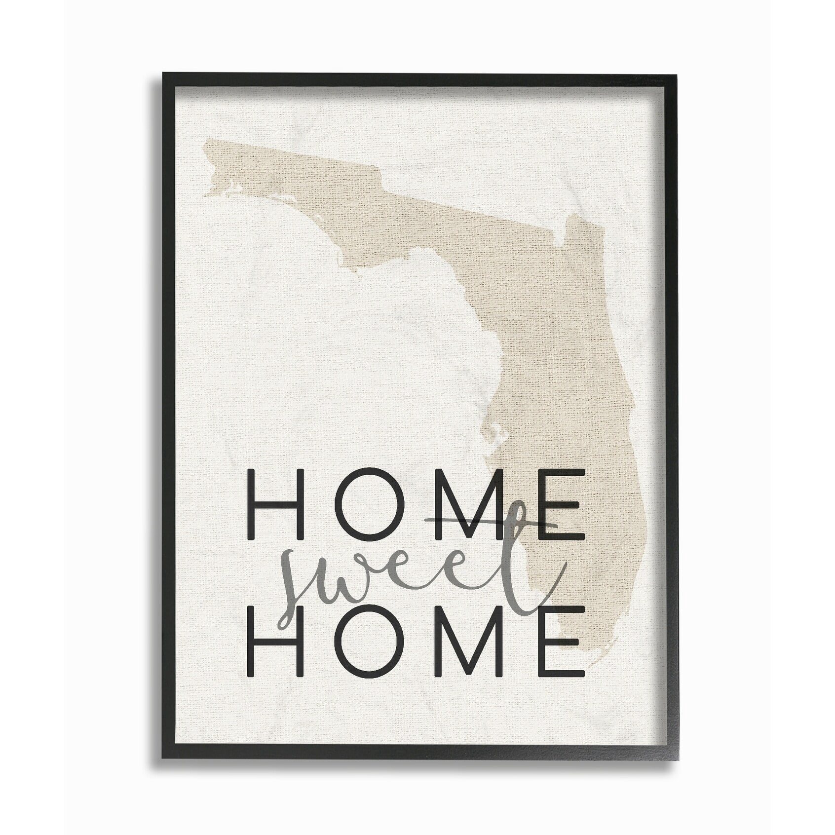 The Stupell Home Decor Collection Home Sweet Home Florida Typography Framed Giclee Texturized Art, 11 x 1.5 x 14