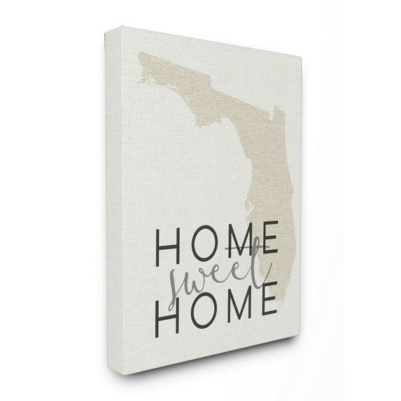 The Stupell Home Decor Collection Home Sweet Home Florida Typography Oversized Stretched Canvas Wall Art, 24 x 1.5 x 30